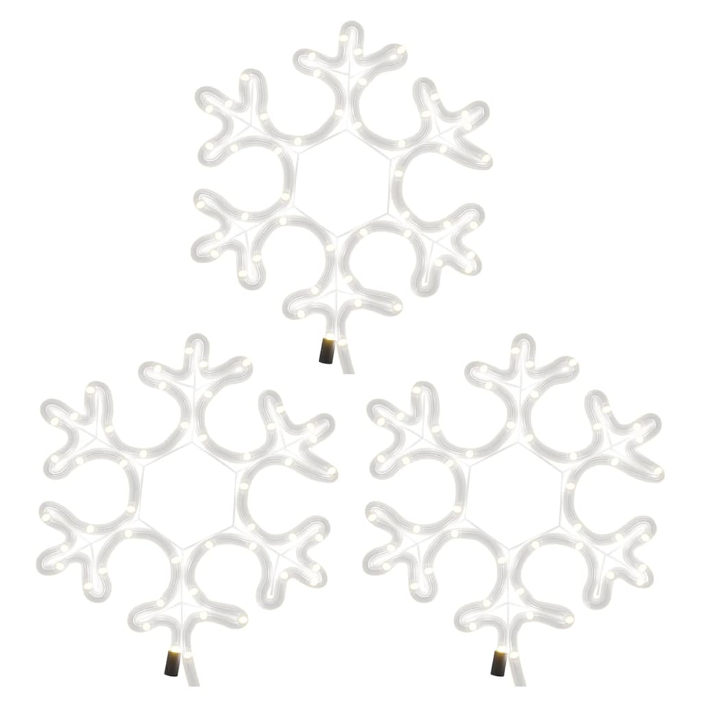 Julesnøfnuggfigurer med LED 3 stk varmhvit 27x27 cm