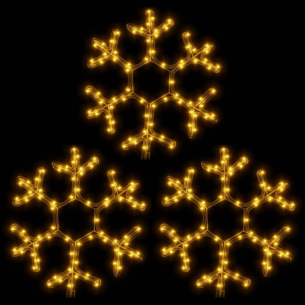 Julesnøfnuggfigurer med LED 3 stk varmhvit 38x37 cm