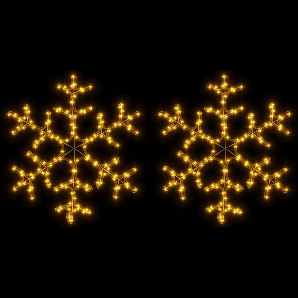 Julesnøfnuggfigurer med LED 2 stk varmhvit 59x59 cm