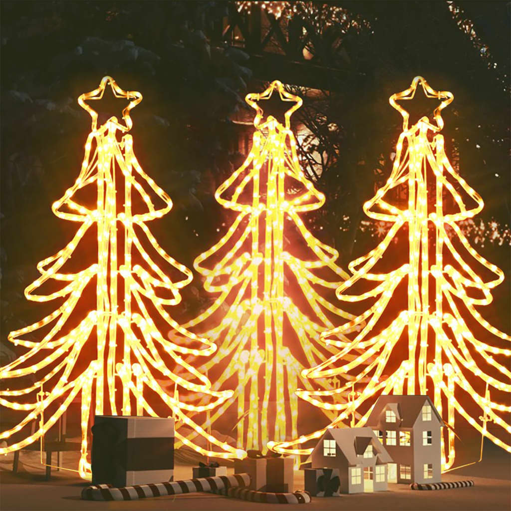 Sammenleggbare LED-juletrefigurer 3 stk varmhvit 87x87x93 cm