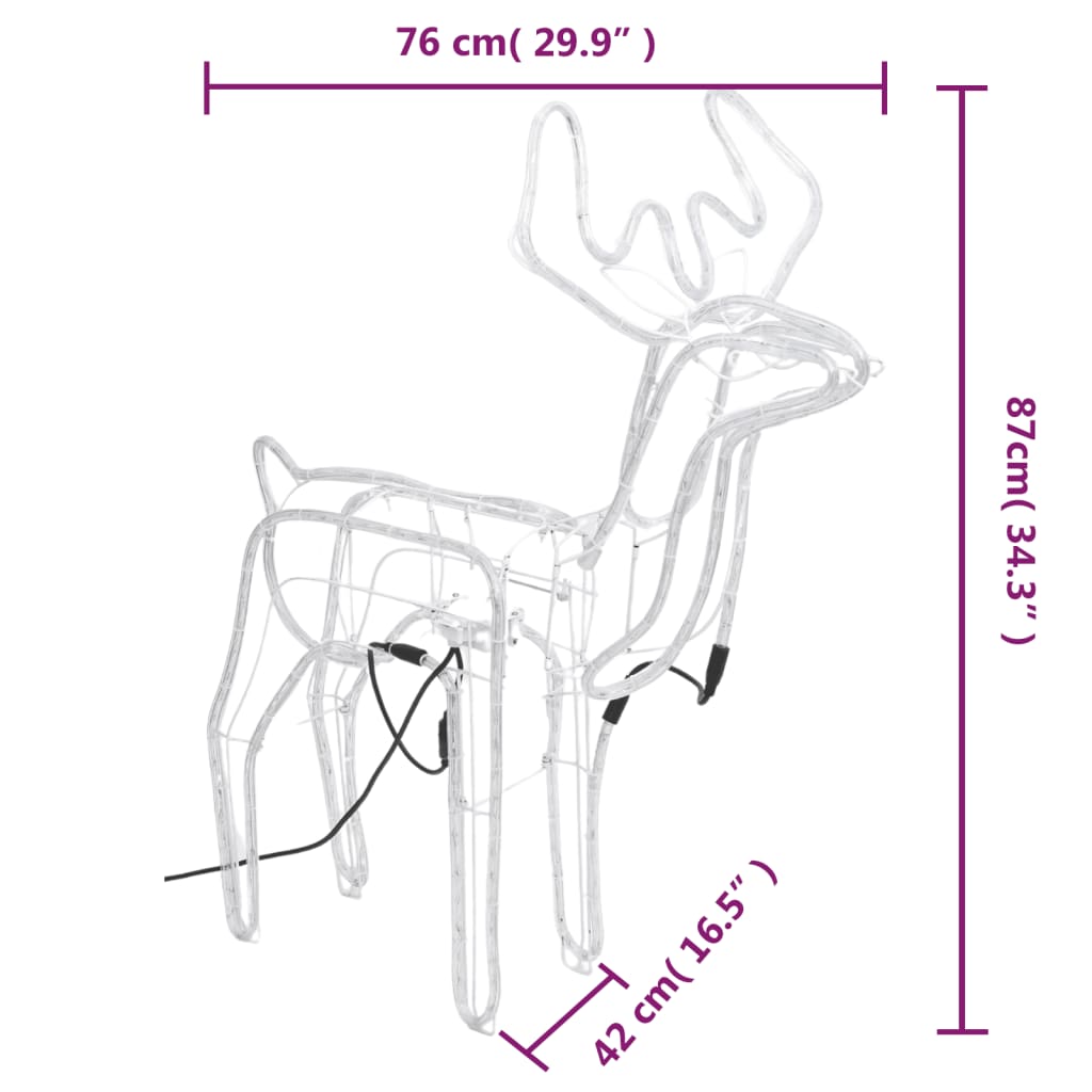 Julereinsdyrfigurer bevegelige hoder 3 stk kaldhvit 76x42x87 cm