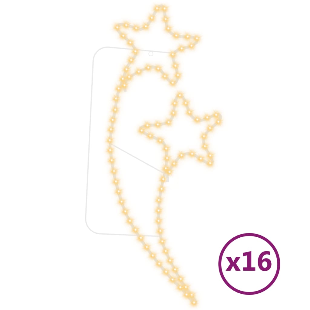 Stjerneformede taulys 16 stk varmhvit 125,5x53x4,5 cm