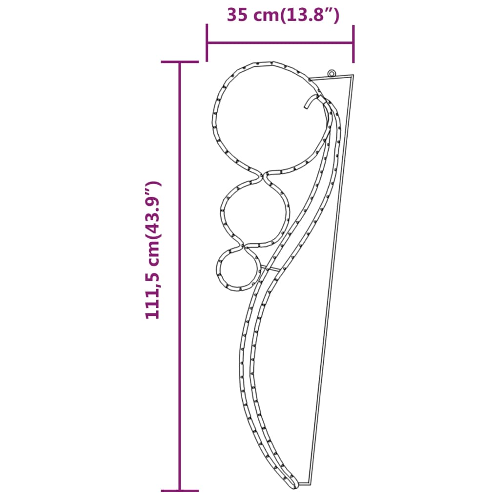 Kuleformede taulys 4 stk varmhvit 111,5x35x4,5 cm