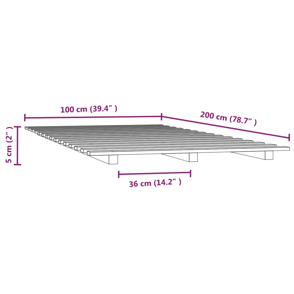 Sengeramme 100x200 cm heltre furu