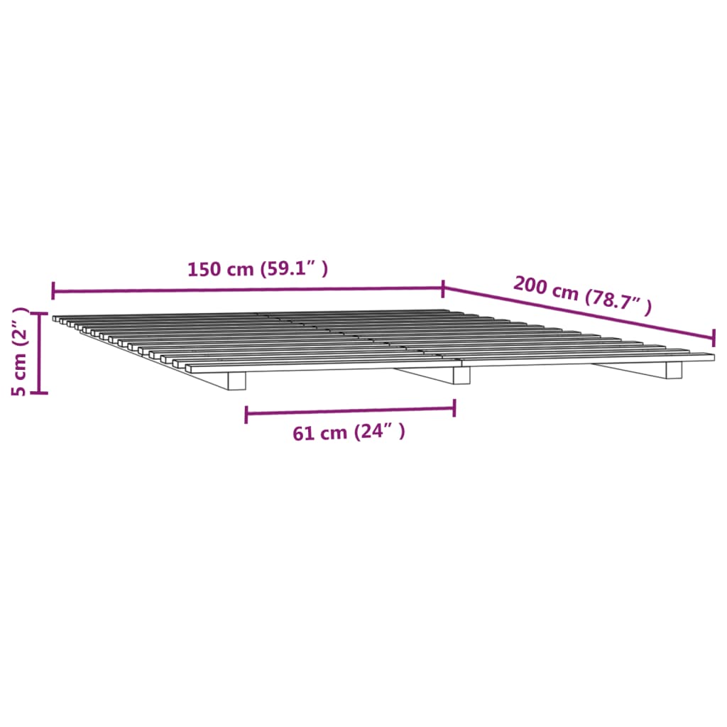 Sengeramme hvid 150x200 cm heltre furu