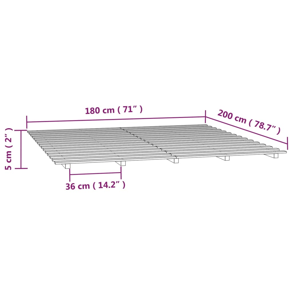 Sengeramme 180x200 cm heltre furu