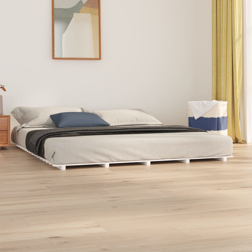 Sengeramme hvit 180x200 cm heltre furu