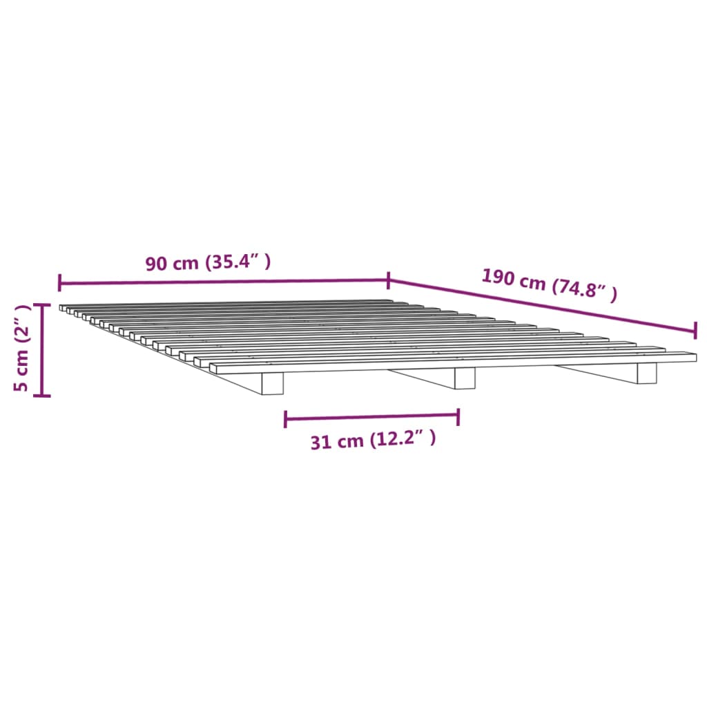 Sengeramme 90x190 cm heltre furu