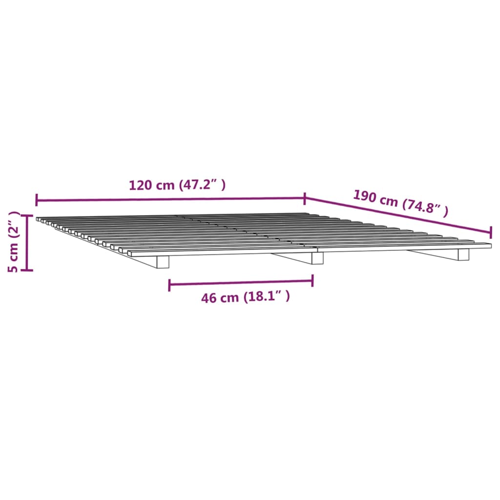 Sengeramme 120x190 cm heltre furu