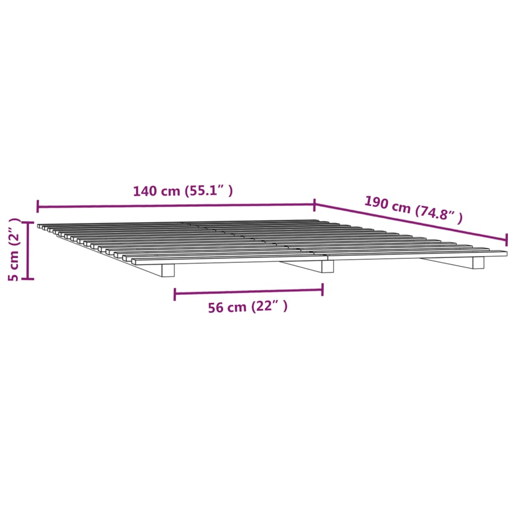 Sengeramme 140x190 cm heltre furu