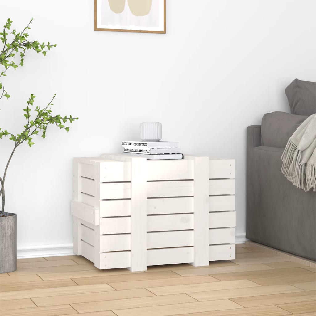 Putekasse hvit 58x40,5x42 cm heltre furu