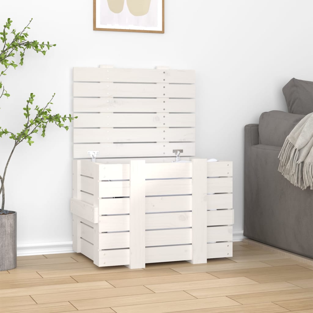 Putekasse hvit 58x40,5x42 cm heltre furu