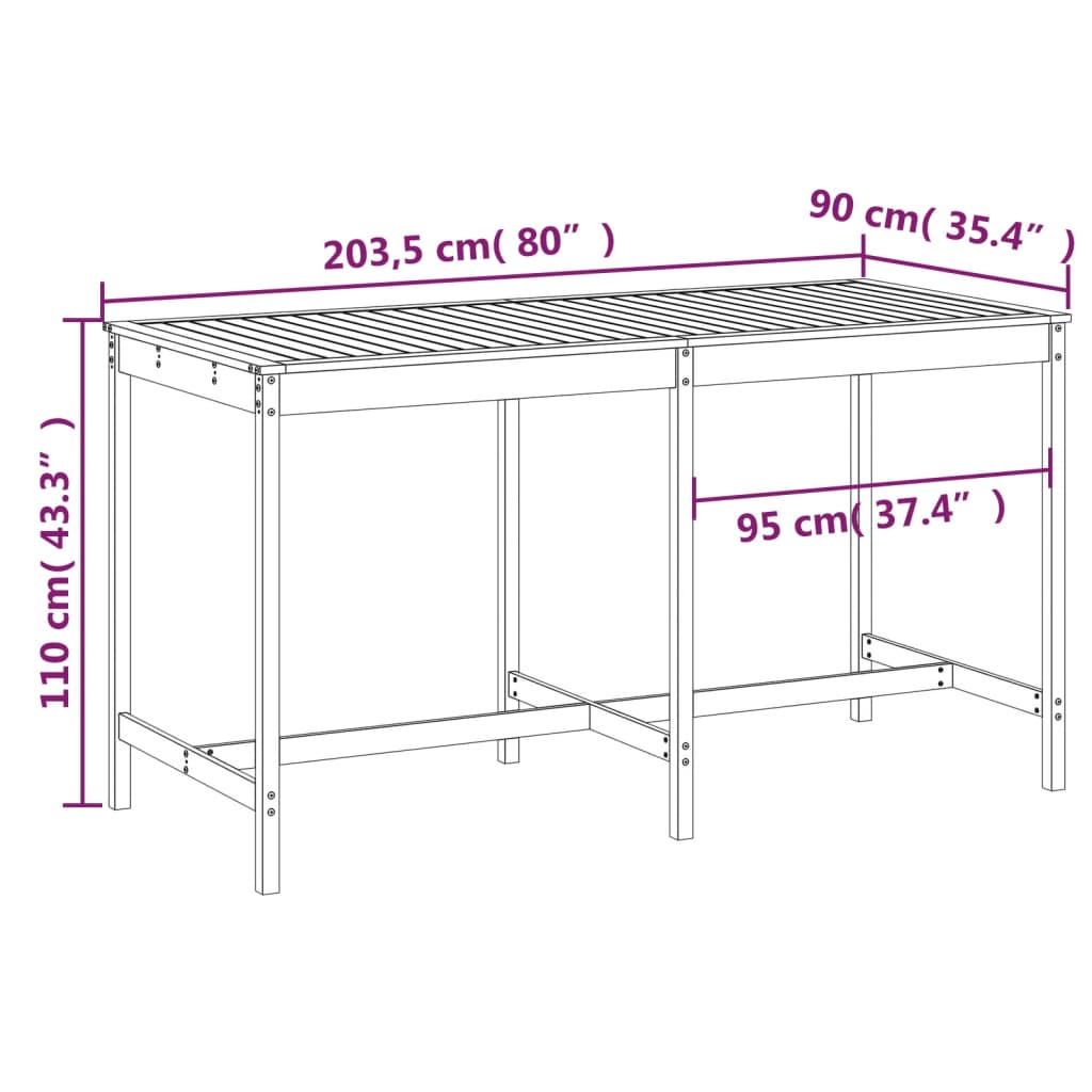 Hagebord 203,5x90x110 cm heltre douglasgran