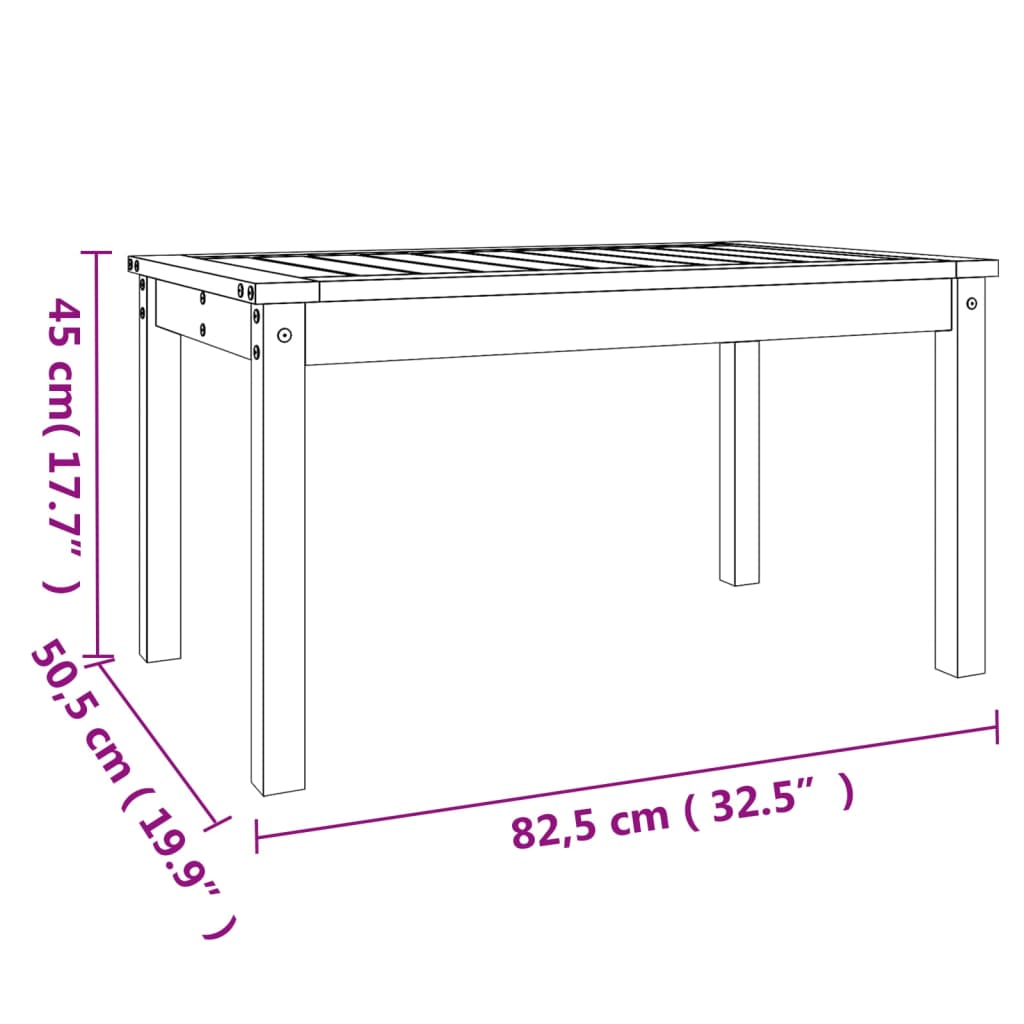 Hagebord 82,5x50,5x45 cm heltre furu