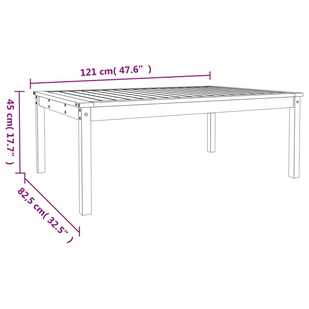 Hagebord hvit 121x82,5x45 cm heltre furu