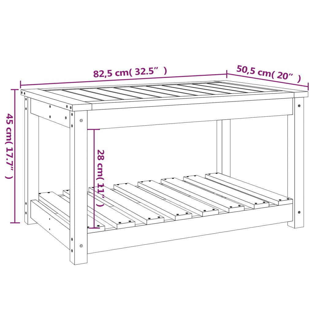 Hagebord honningbrun 82,5x50,5x45 cm heltre furu