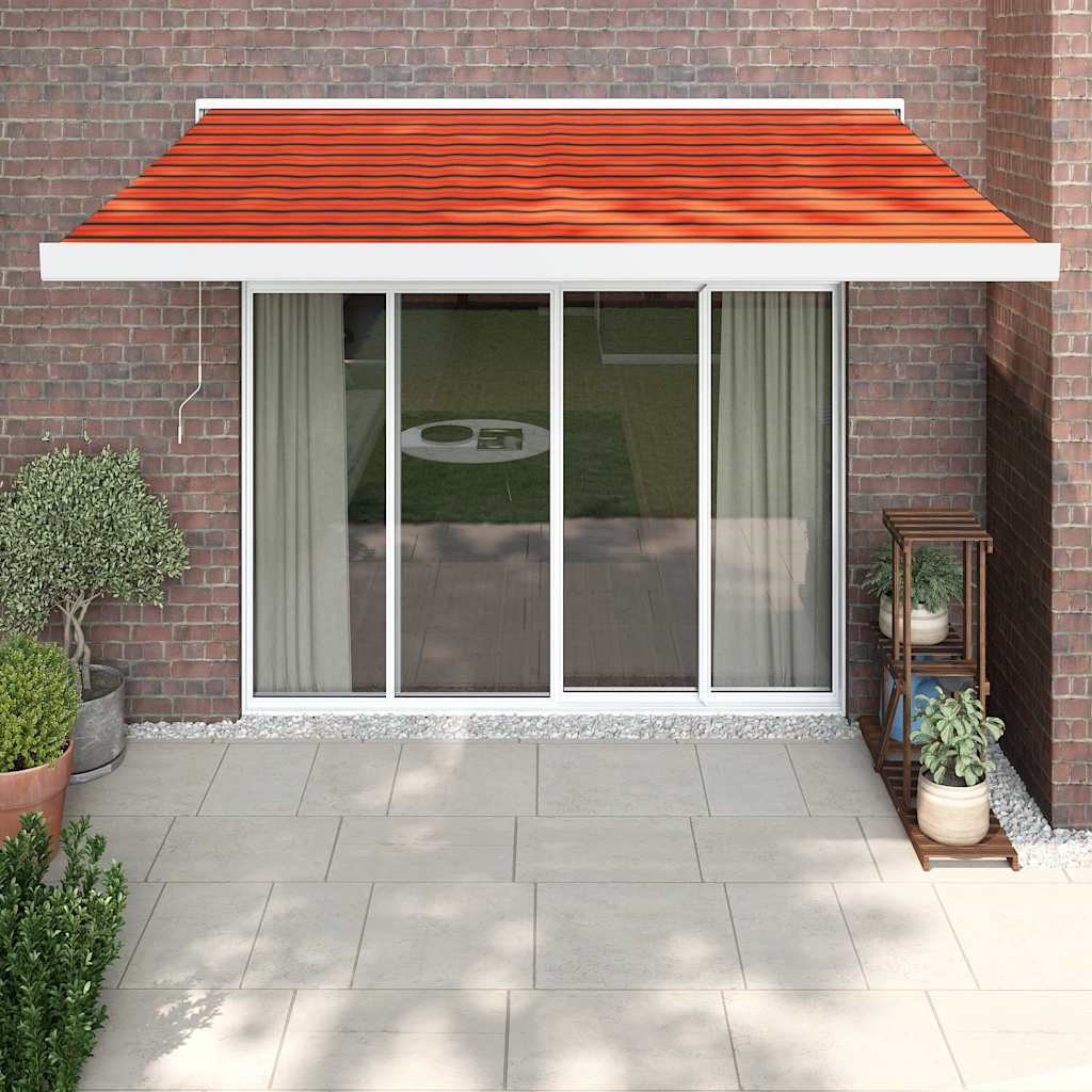 Uttrekkbar markise oransje og brun 3,5x2,5 m stoff og aluminium
