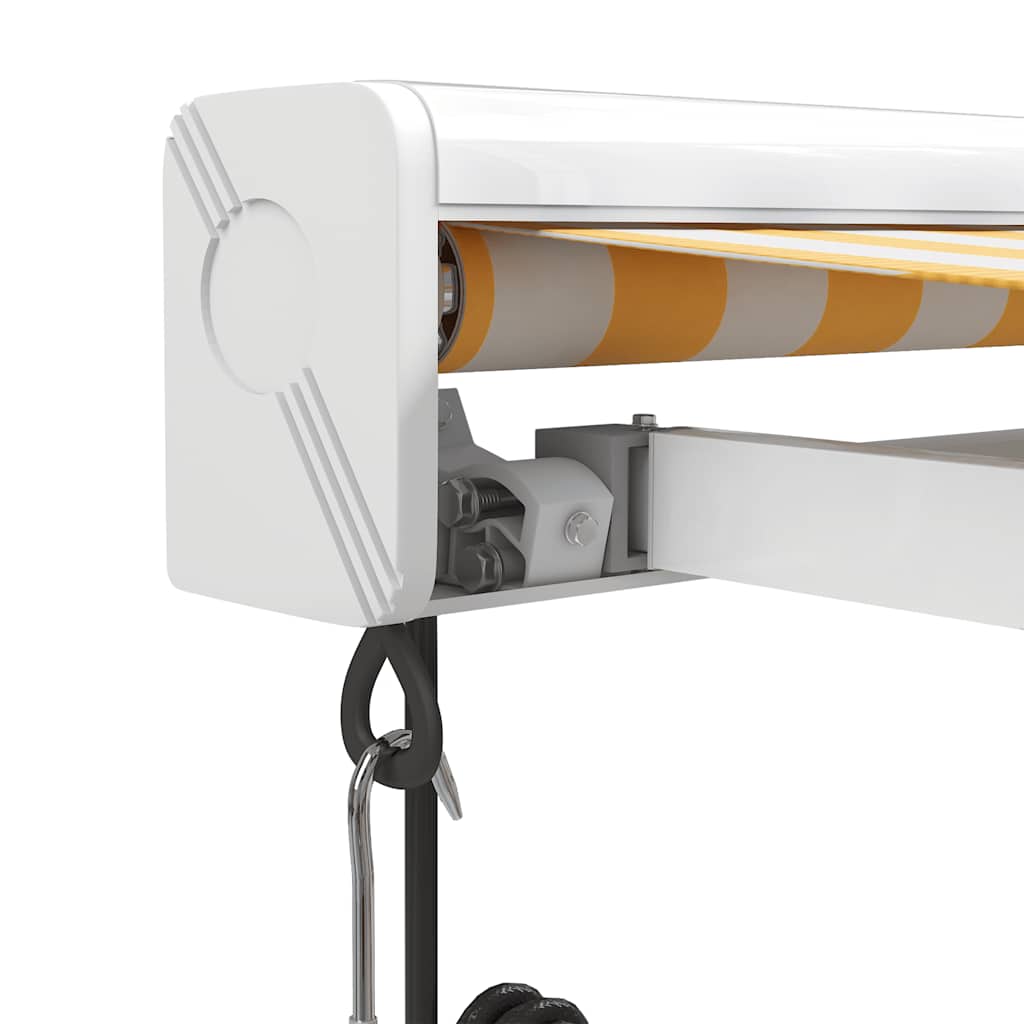 Uttrekkbar markise gul og hvit 4x3 m stoff og aluminium