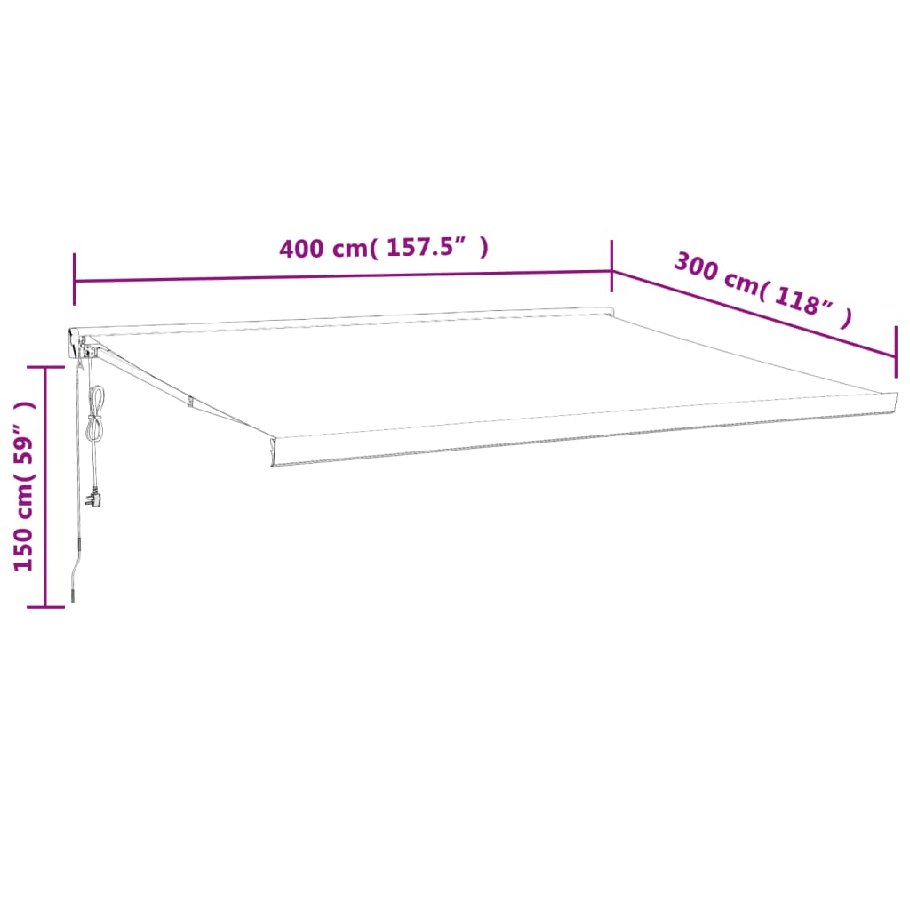 Uttrekkbar markise gul og hvit 4x3 m stoff og aluminium