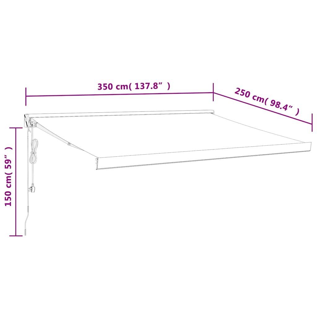Uttrekkbar markise oransje og brun 3,5x2,5 m stoff og aluminium