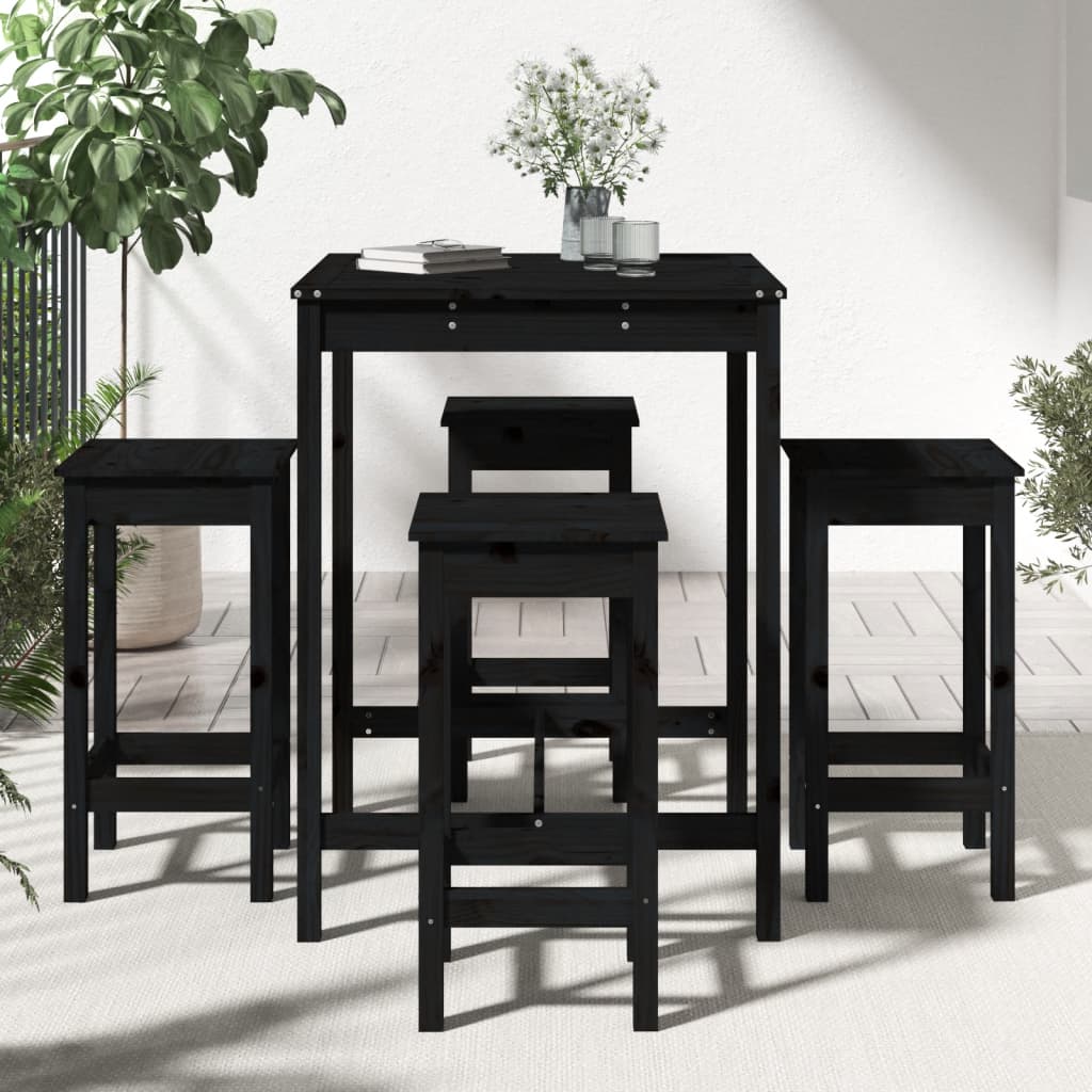 Hagebarsett 5 deler svart heltre furu