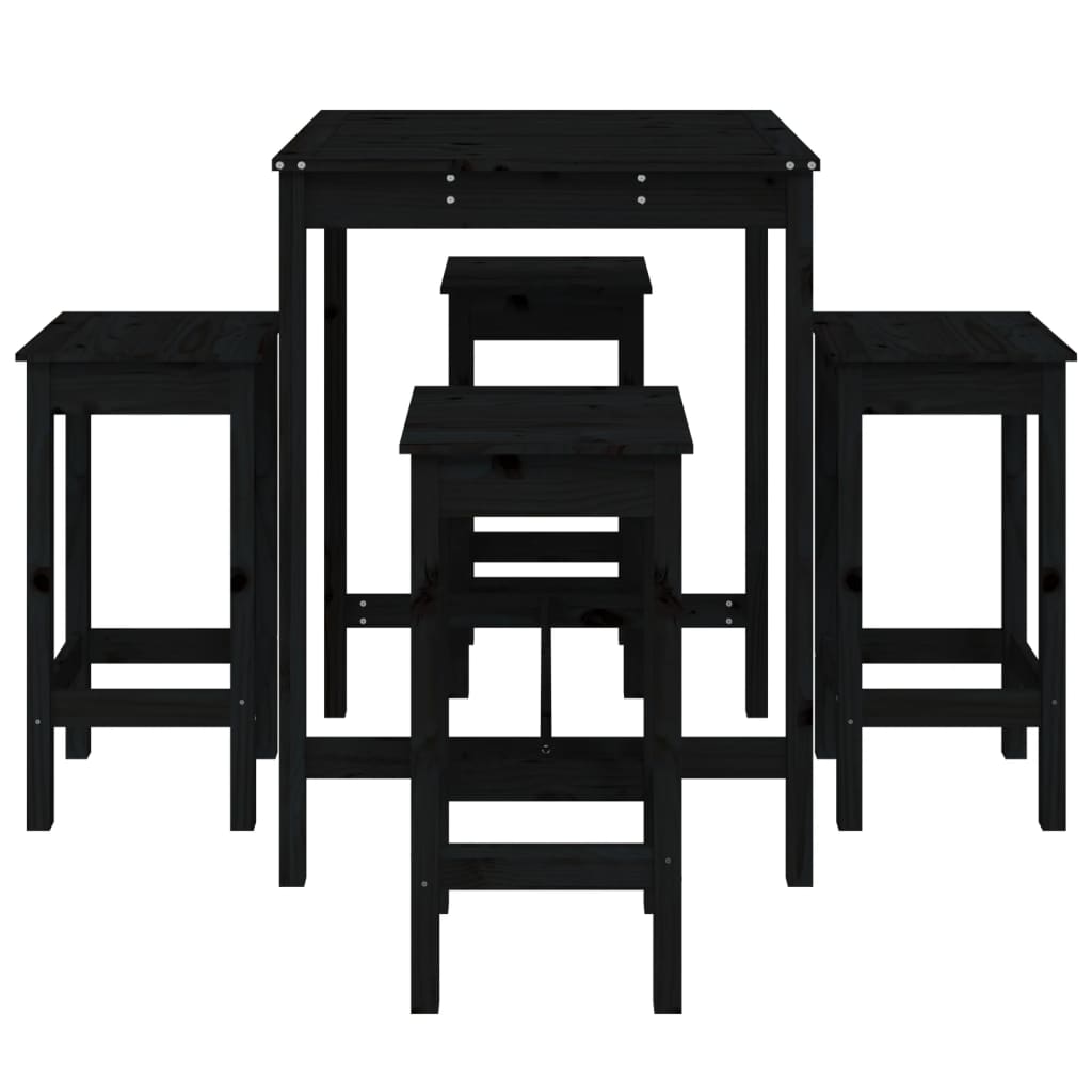 Hagebarsett 5 deler svart heltre furu