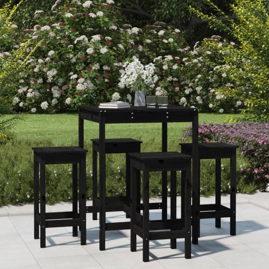 Hagebarsett 5 deler svart heltre furu