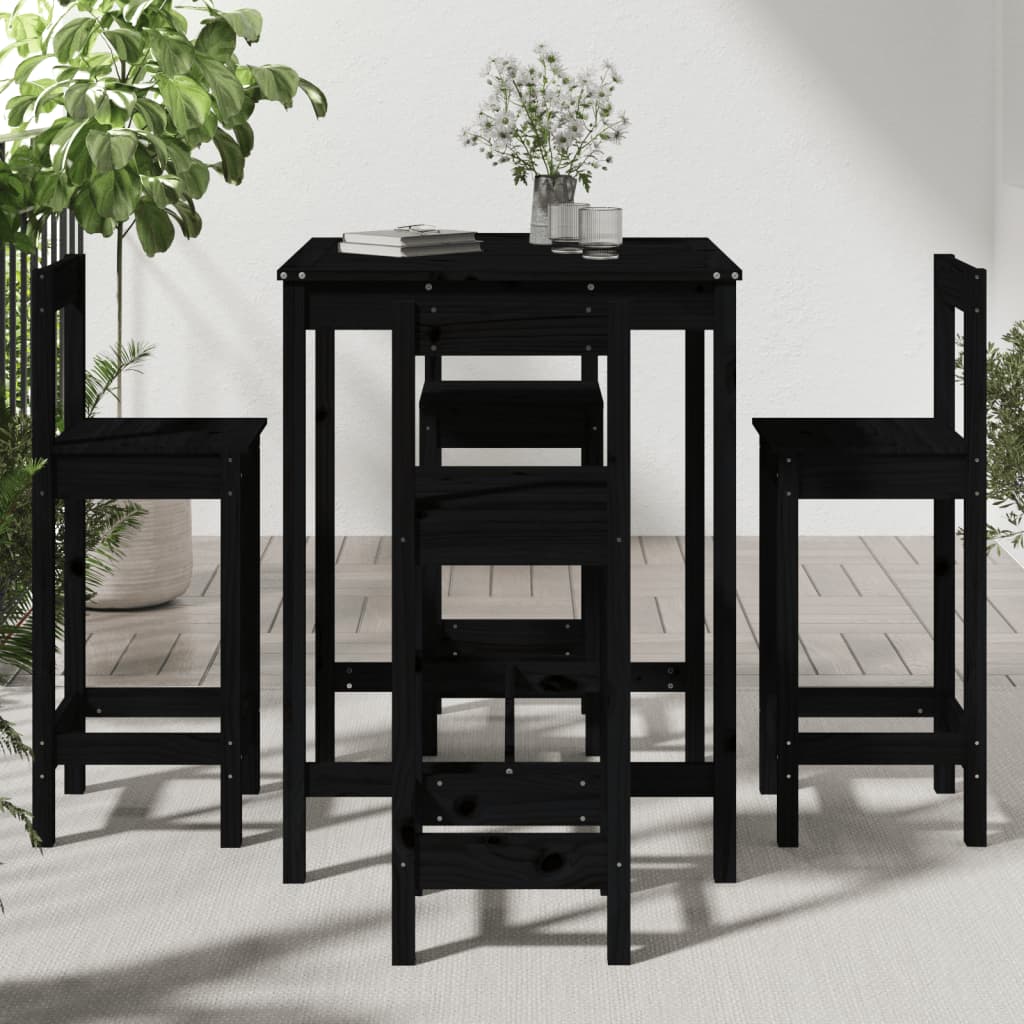 Hagebarsett 5 deler svart heltre furu