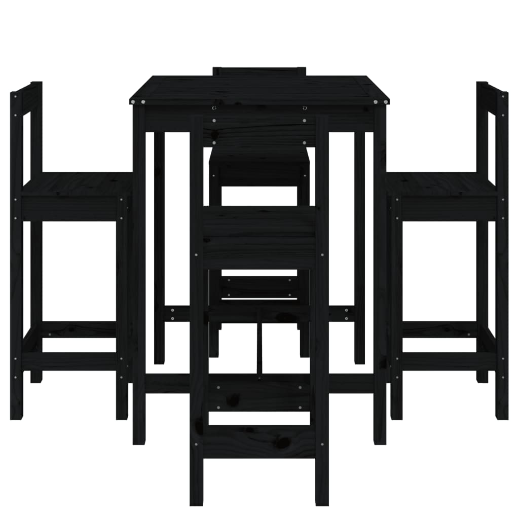 Hagebarsett 5 deler svart heltre furu