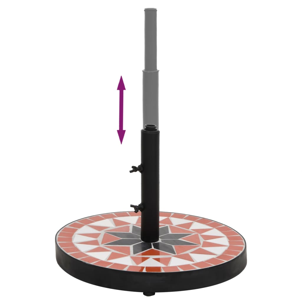 Parasollfot terrakotta og hvit rund 12 kg