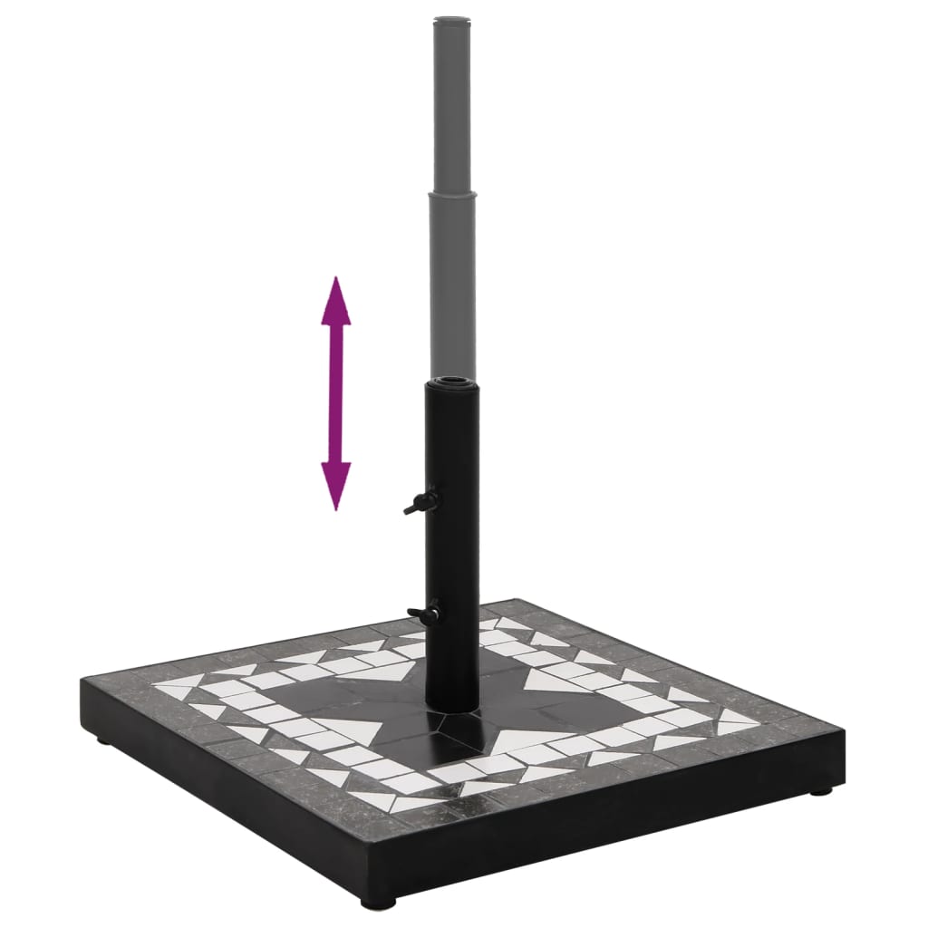 Parasollfot svart og hvit firkantet 12 kg