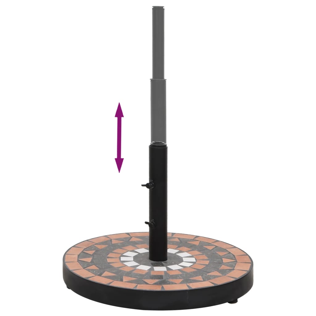 Parasollfot terrakotta og hvit rund 12 kg