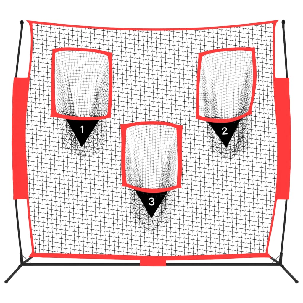 Bærbart baseballnett svart og rød 183x105x183 cm polyester