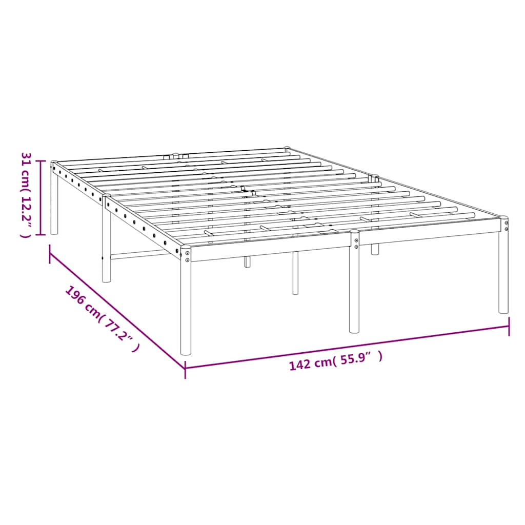 Sengeramme i metall svart 135x190 cm
