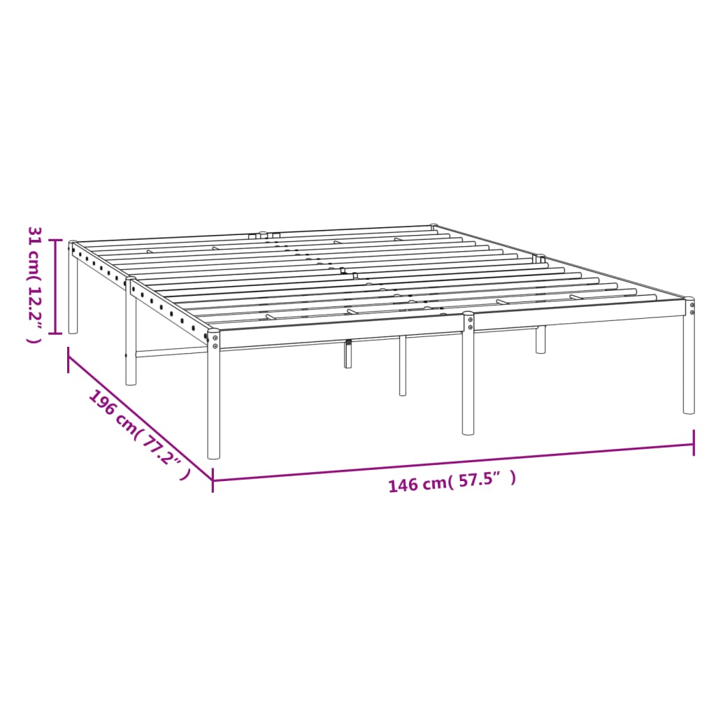 Sengeramme i metall svart 140x190 cm