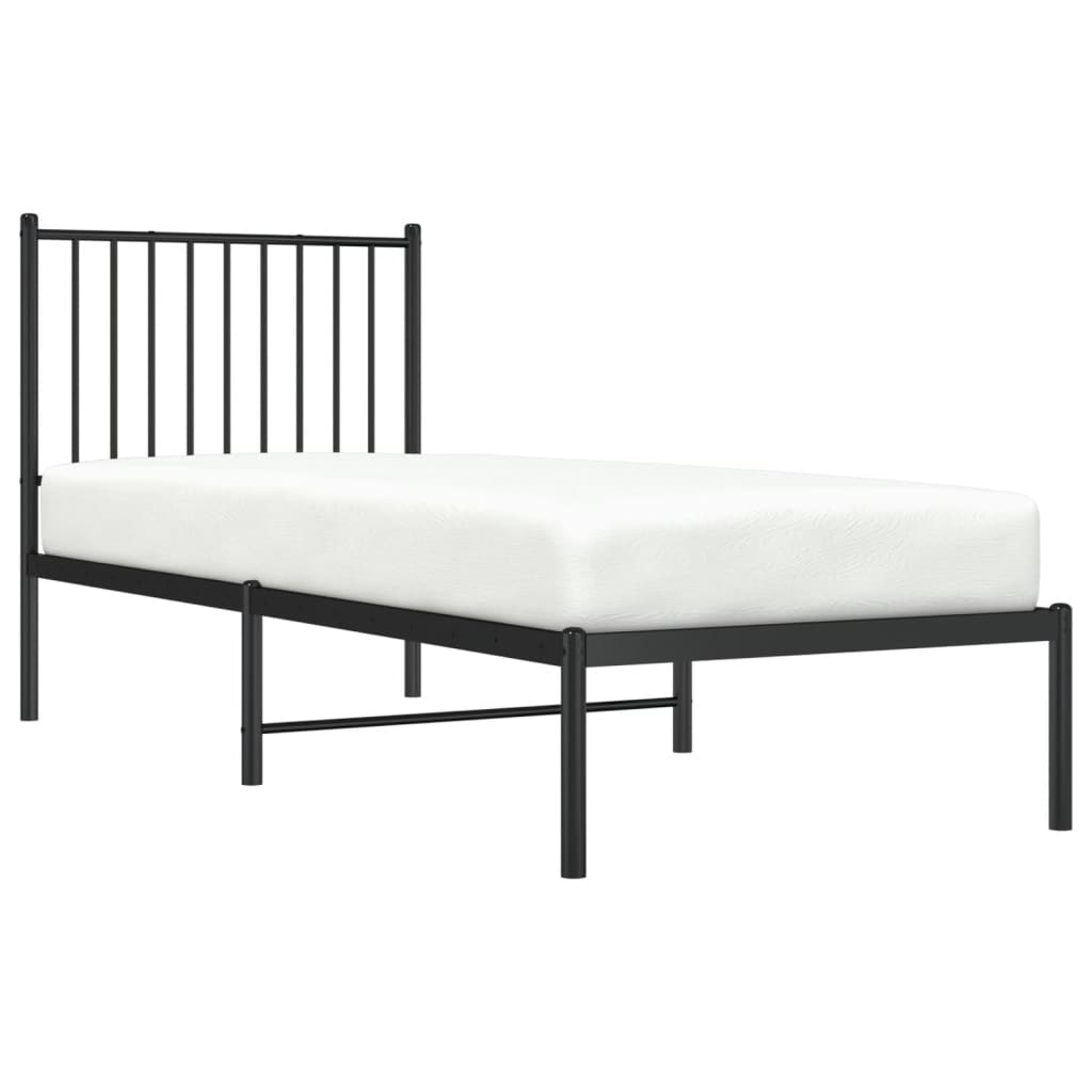Sengeramme i metall med hodegavl svart 75x190 cm