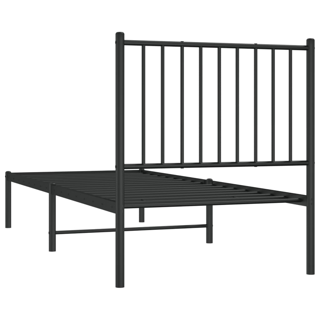Sengeramme i metall med hodegavl svart 75x190 cm