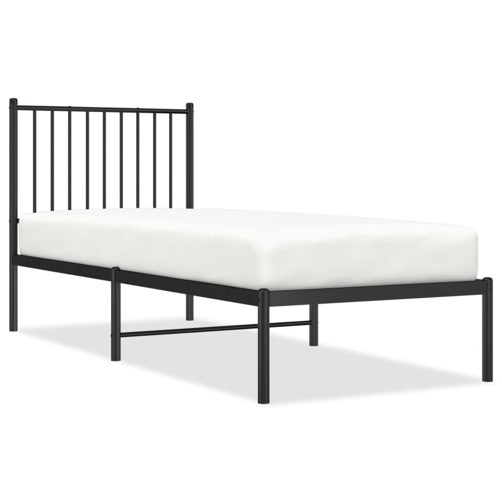 Sengeramme i metall med hodegavl svart 80x200 cm
