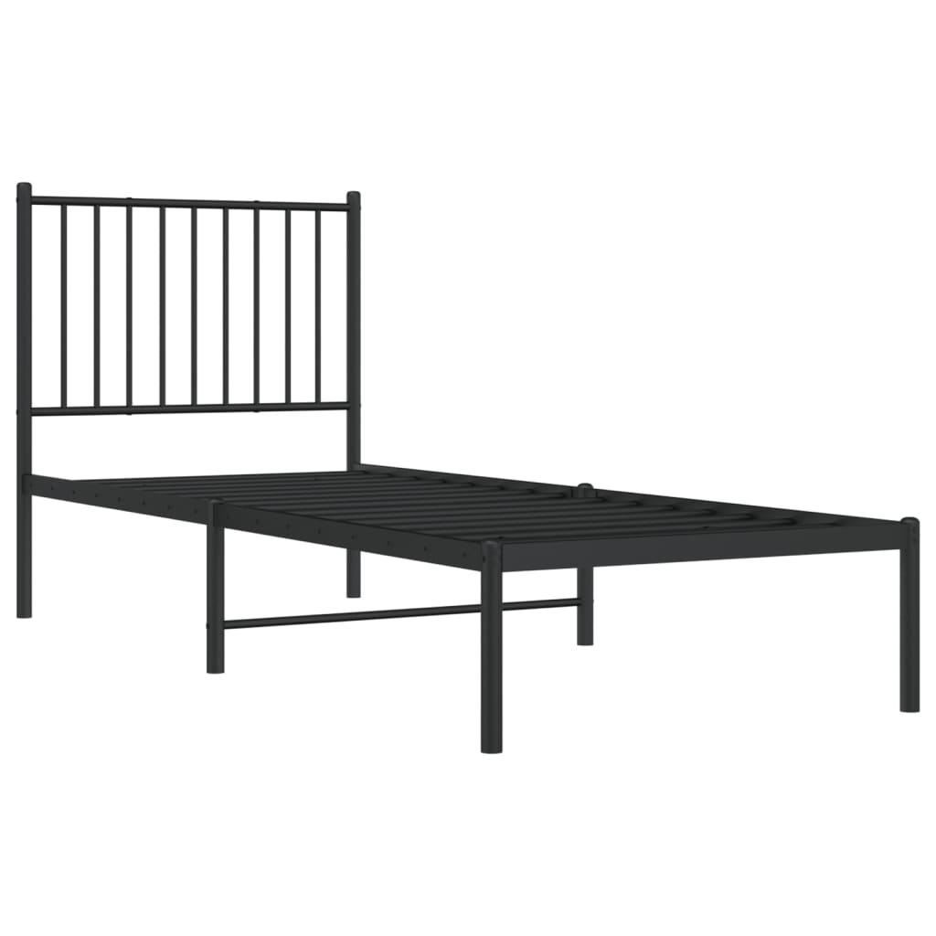 Sengeramme i metall med hodegavl svart 80x200 cm