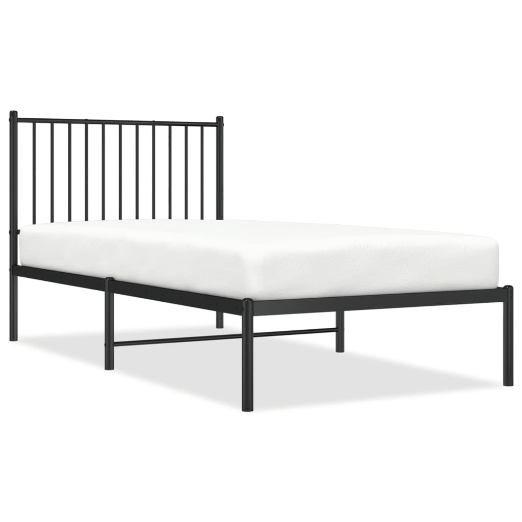 Sengeramme i metall med hodegavl svart 90x190 cm