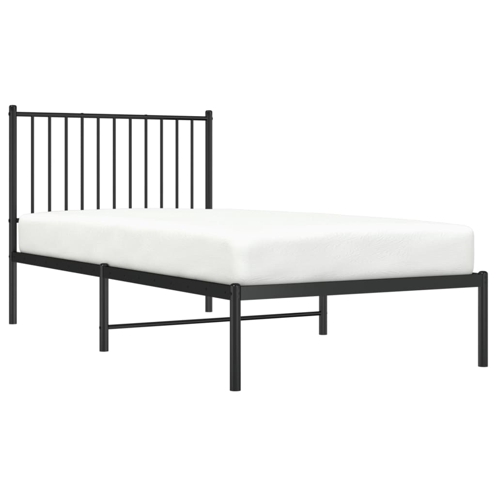Sengeramme i metall med hodegavl svart 90x190 cm