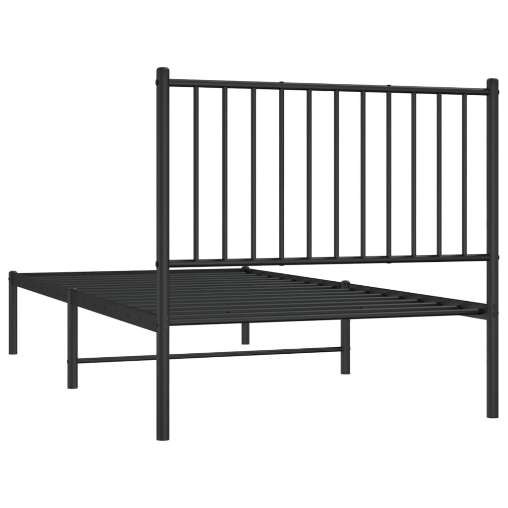 Sengeramme i metall med hodegavl svart 90x190 cm