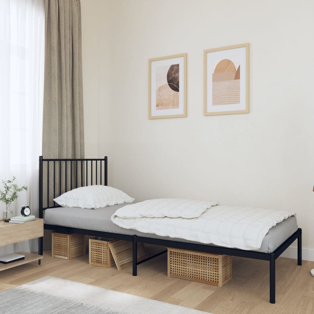 Sengeramme i metall med hodegavl svart 90x190 cm