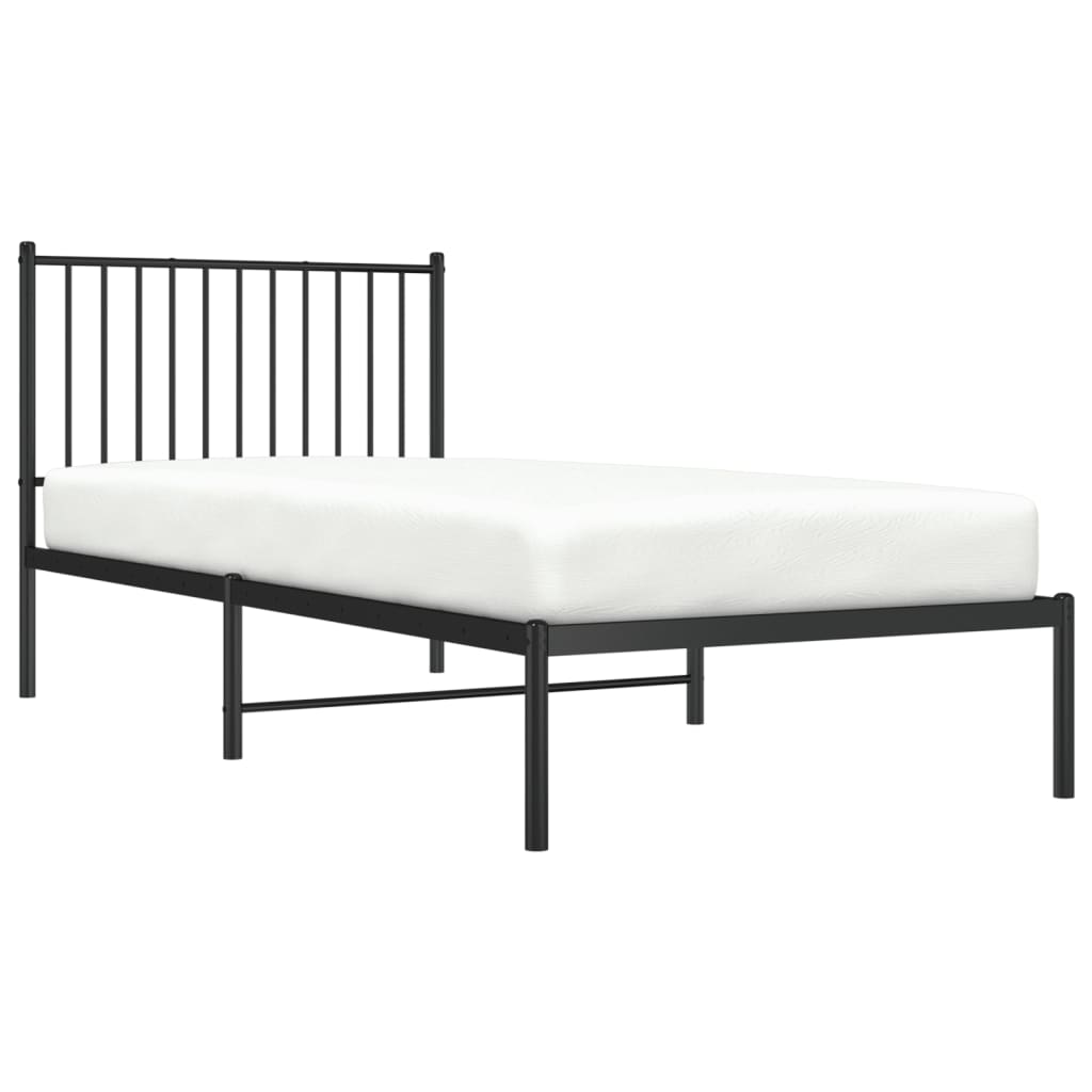 Sengeramme i metall med hodegavl svart 90x200 cm