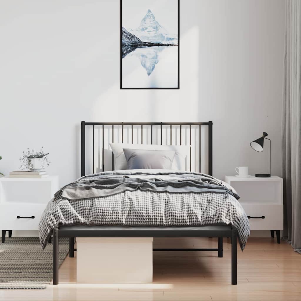Sengeramme i metall med hodegavl svart 100x190 cm