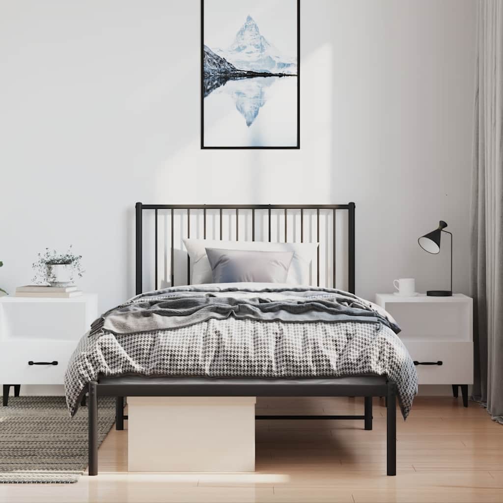 Sengeramme i metall med hodegavl svart 100x200 cm