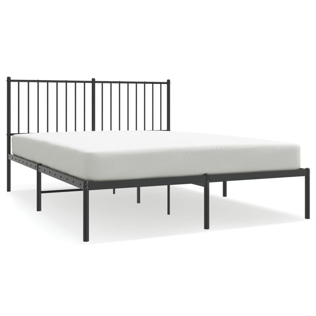 Sengeramme i metall med sengegavl svart 140x200 cm