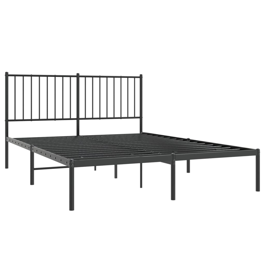 Sengeramme i metall med sengegavl svart 140x200 cm