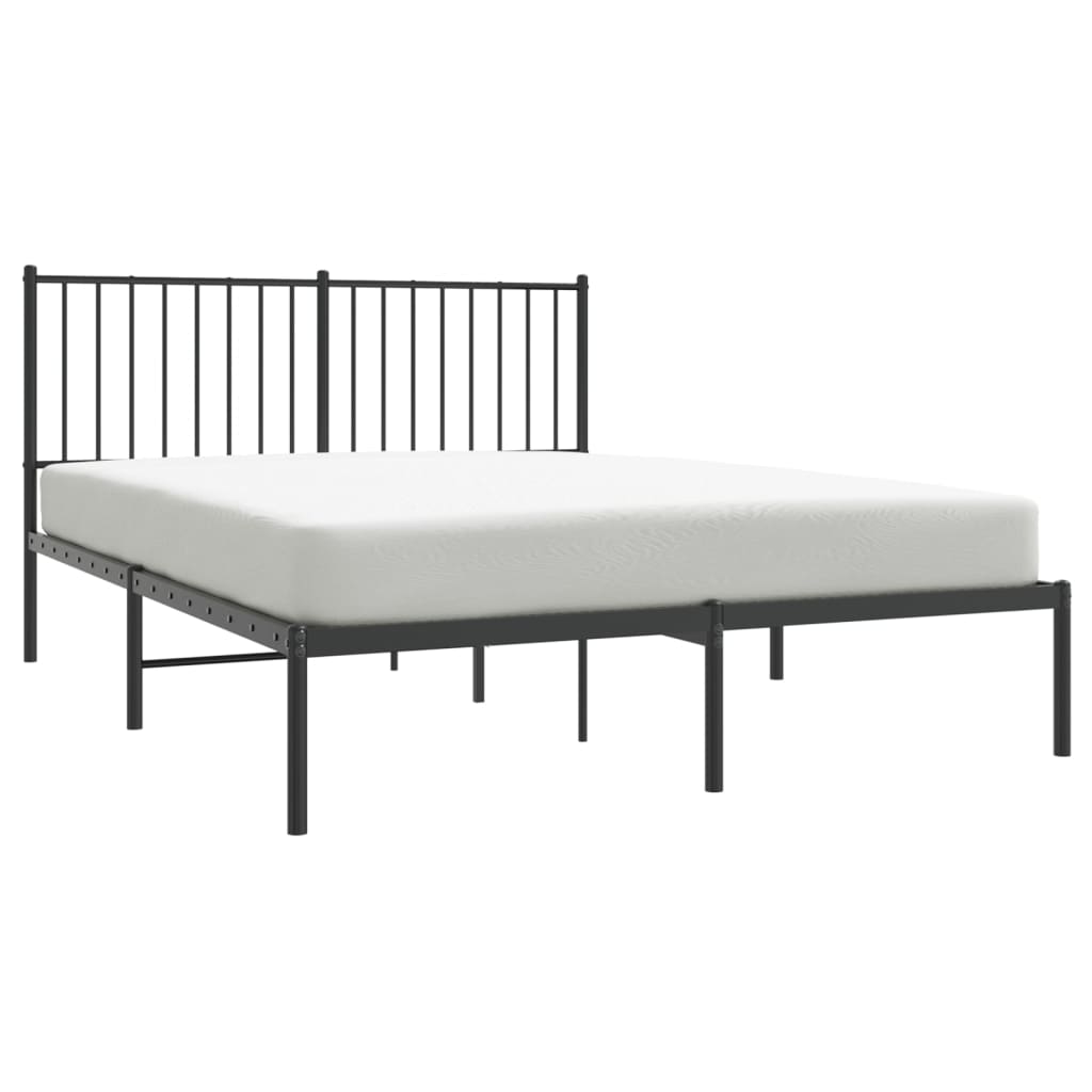 Sengeramme i metall med sengegavl svart 140x200 cm