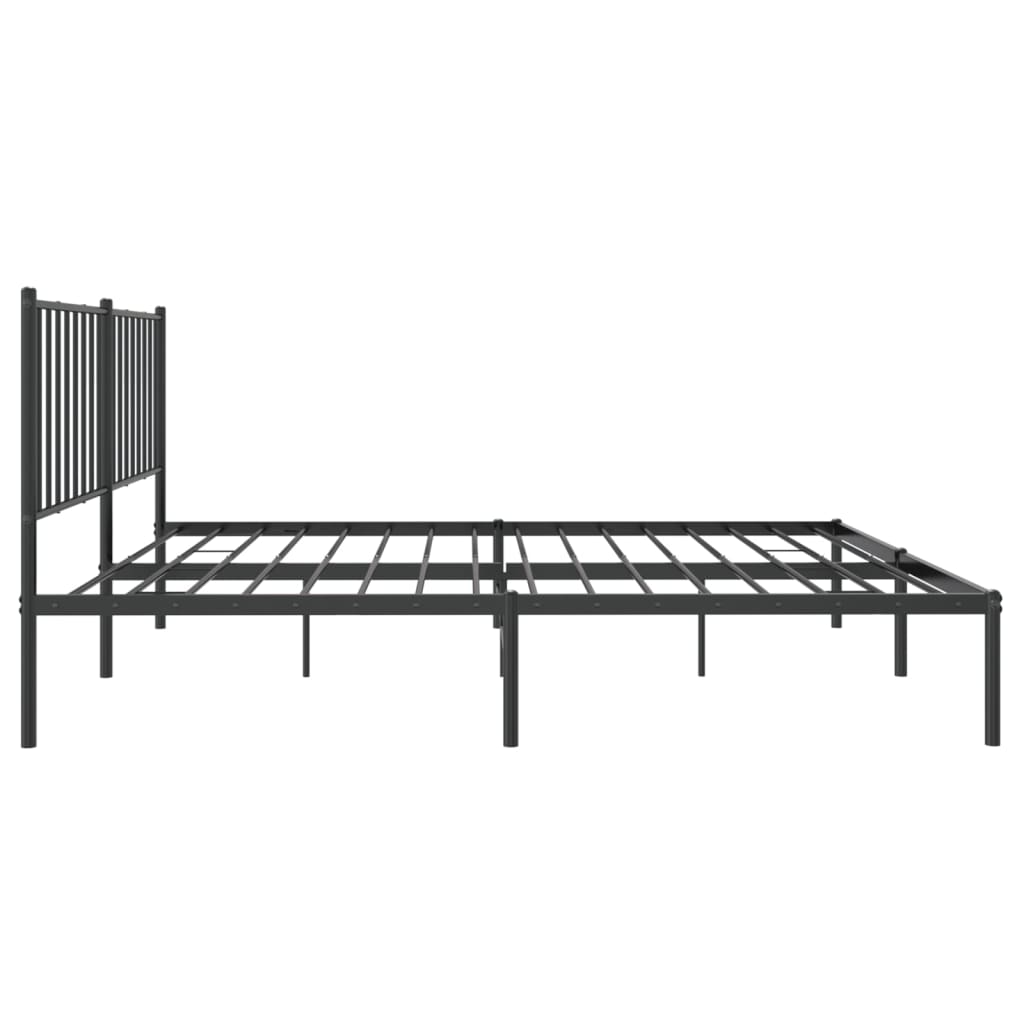 Sengeramme i metall med sengegavl svart 140x200 cm